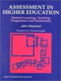 Assessment In Higher Education: Student Learning, Teaching, Programmes And Institutions