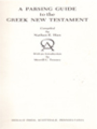 A Parsing Guide To The Greek New Testament