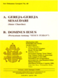 Image of A. Gereja-Gereja Sesaudari (Sister Churches); B. Dominus Iesus (Pernyataan Tentang 