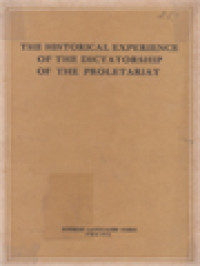 Image of The Historical Experience Of The Dictatorship Of The Proletariat