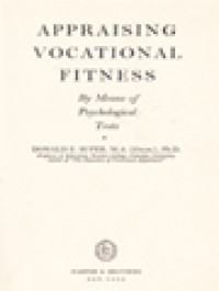 Image of Appraising Vocational Fitness: By Means Of Psychology Tests