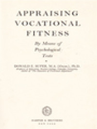 Appraising Vocational Fitness: By Means Of Psychology Tests