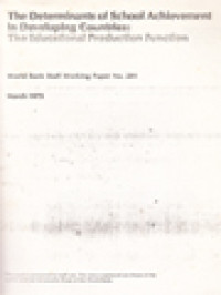 Image of The Determinants Of School Achievement In Developing Countries: The Educational Production Function