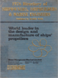 Image of Directory Of Shipowners, Shipbuilders & Marine Engineers 1976 - World Leader In The Design And Manufacture Of Ships Propellers
