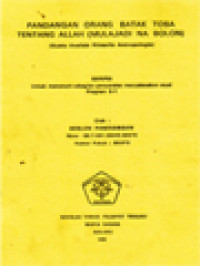 Image of Pandangan Orang Batak Toba Tentang Allah (Mulajadi Na Bolon) (Suatu Analisis Filosofis Antropologis)