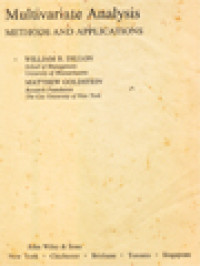 Image of Multivariate Analysis: Methods And Applications
