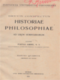 Brevis Conspectus Historiae Philosophiae Ad Usum Seminariorum