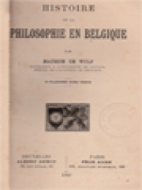 Histoire De La Philosophie En Belgique