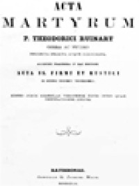 Image of Acta Martyrum Opera Ac Studio Collecta Selecta Atque Illustrata