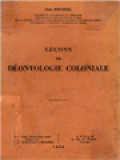 Leçons De Déontologie Coloniale