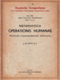 Image of Metaphysica Operationis Humanae: Methodo Transcendentali Explicata