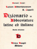 Dizionario Di Abbreviature: Latine Ed Italiane