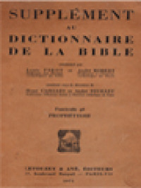 Supplément Au Dictionnaire De La Bible, Fascicule 46: Prophétisme