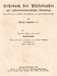 Lehrbuch Der Philosophie Auf Aristotelisch-Scholastischer Grundlage II: Kosmologie