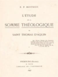 Image of L'étude De La Somme Théologique De Saint Thomas d'Aquin