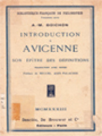 Introduction A Avicenne: Son Epître Des Définitions