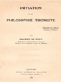 Image of Initiation A La Philosophie Thomiste