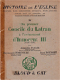 Histoire De L'église 9/1: Du Premier Concile Du Latran à L'avènement D'Innocent III (1123-1198)