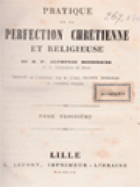Image of Partique De La Perfection Chrétienne Et Religieuse III