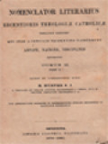 Nomenclator Literarius II.1: Theologiæ Catholicæ Ab Anno 1664-1720