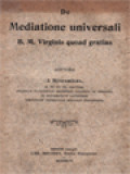 De Mediatione Universali B. M. Virginis Quoad Gratias