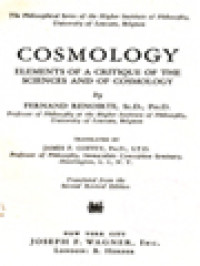 Cosmology: Elements Of A Critique Of The Sciences And Of Cosmology