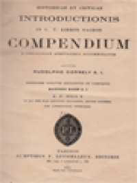 Image of Introductionis In U.T Libros Sacros Compendium: Historicae Et Criticae