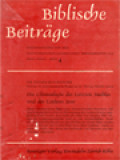 Biblische Beiträge 4: Die Chronologie Des Letzten Mahles Und Des Leidens Jesu