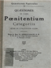 Quaestiones De Variis Poenitentium Categoriis Quas In Utilitatem Cleri