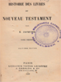 Histoire Des Livres Du Nouveau Testament