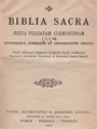 Image of Biblia Sacra: Juxta Vulgatam Clementinam (Divisionibus, Summariis Et Concordantiis Ornata)