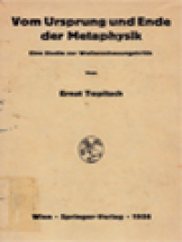 Image of Vom Ursprung Und Ende Der Metaphysik: Eine Studie Zur Weltanschauungskritik