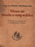 Warum Wir Einander So Wenig Verftehen: Ein Beitrag Zur Psychologie Des Zwischenmenschlichen Verstehens