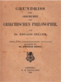 Grundriss Der Geschichte Der Griechischen Philosophie