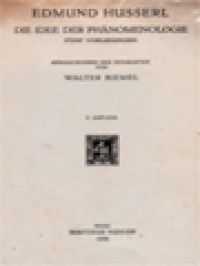 Image of Die Idee Der Phänomenologie: Fünf Vorlesungen