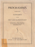 Programma Voor Het Congres Van Het Java-Instituut... Te Jogjakarta Op 24 t/m 27 December 1924