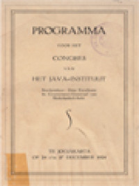 Programma Voor Het Congres Van Het Java-Instituut... Te Jogjakarta Op 24 t/m 27 December 1924