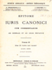 Image of Epitome Iuris Canonici II: Liber III Codicis Iuris Canonici