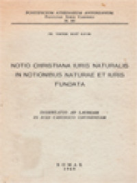 Image of Notio Christiana Iuris Naturalis In Notionibus Naturae Et Iuris Fundata - Dissertatio Ad Lauream In Iure Canonico Obtinendam
