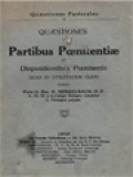 Quaestiones De Partibus Poenitentiae Et Dispositionibus Poenitentis, Quas In Utilitatem Cleri