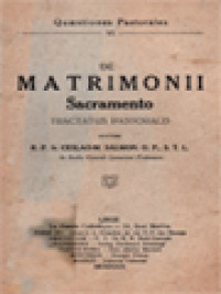 De Matrimonii Sacramento: Tractatus Pastoralis