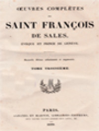 Oeuvres Complètes De Saint François De Sales, Évèque Et Prince De Genève III