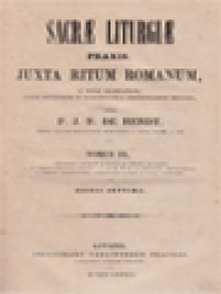 Sacrae Liturgiae Praxis, Juxta Ritum Romanum III