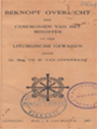 Image of Beknopt Overzicht Der Ceremoniën Van Het Misoffer En Der Liturgische Gewaden