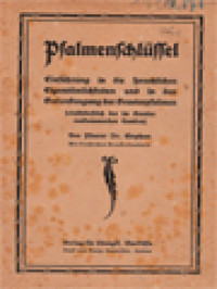 Image of Psalmenschlüssel. Einführung In Die Sprachlichen Eigentümlichkeiten Und In Den Gedankengang Der Brevierpsalmen (Einschliesslich Der Im Brevier Vorkommenden Cantica)