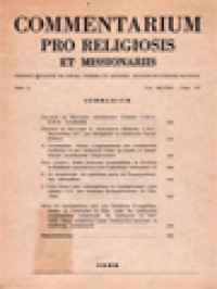 Commentarium Pro Religiosis Et Missionariis