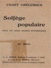 Solfège Populaire: Avec Et Sans Signes Rythmiques