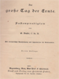 Image of Der Grosse Tag De Ernte: Fastenpredigten