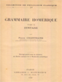 Grammaire Homérique II: Syntaxe