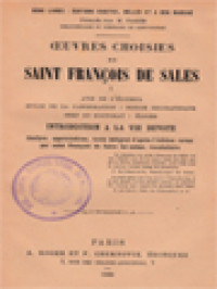 Œuvres Choisies De Saint François de Sales I: Introduction A La Vie Devote